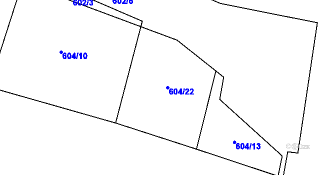 Parcela st. 604/22 v KÚ Lišov, Katastrální mapa