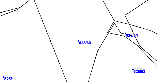 Parcela st. 625/30 v KÚ Lišov, Katastrální mapa