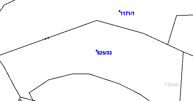 Parcela st. 625/33 v KÚ Lišov, Katastrální mapa