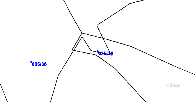 Parcela st. 625/34 v KÚ Lišov, Katastrální mapa
