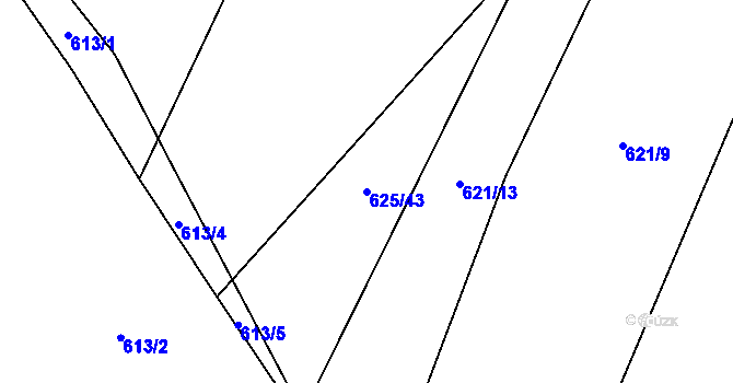 Parcela st. 625/43 v KÚ Lišov, Katastrální mapa