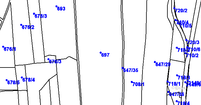 Parcela st. 697 v KÚ Lišov, Katastrální mapa