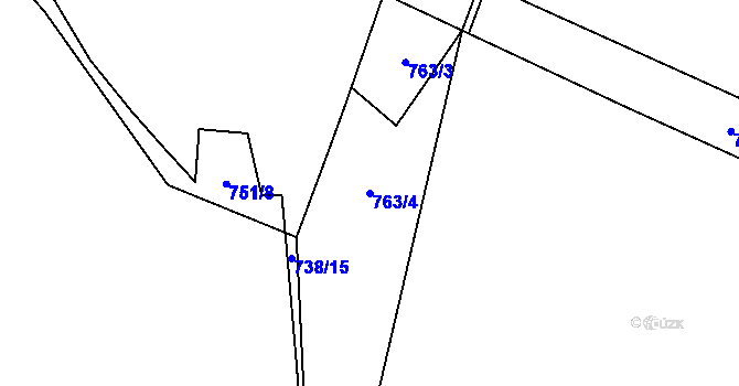 Parcela st. 763/4 v KÚ Lišov, Katastrální mapa