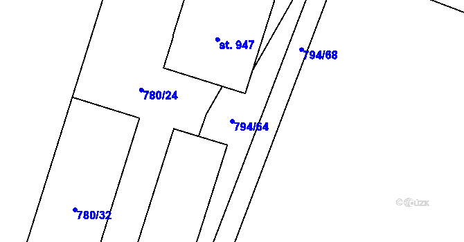 Parcela st. 794/64 v KÚ Lišov, Katastrální mapa