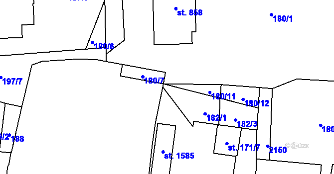 Parcela st. 182/4 v KÚ Lišov, Katastrální mapa