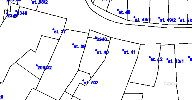 Parcela st. 40 v KÚ Lišov, Katastrální mapa
