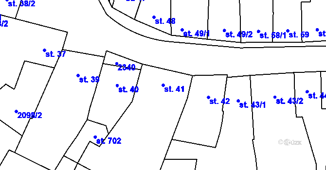 Parcela st. 41 v KÚ Lišov, Katastrální mapa