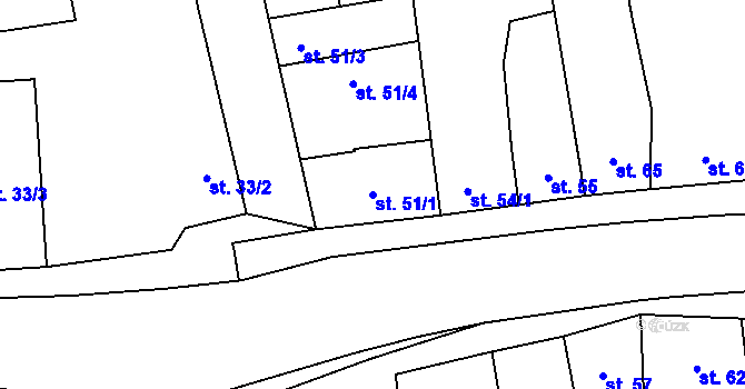 Parcela st. 51/1 v KÚ Lišov, Katastrální mapa