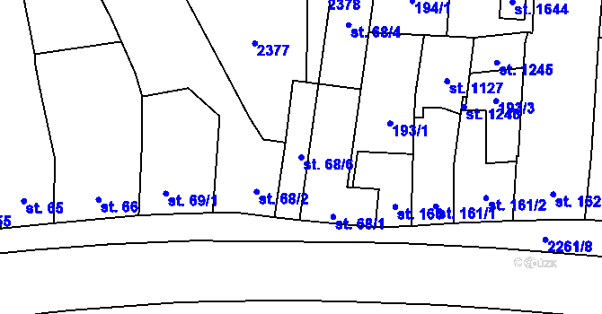 Parcela st. 68/6 v KÚ Lišov, Katastrální mapa