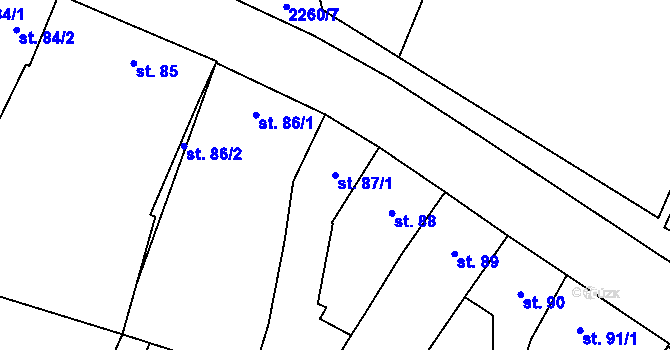 Parcela st. 87/1 v KÚ Lišov, Katastrální mapa
