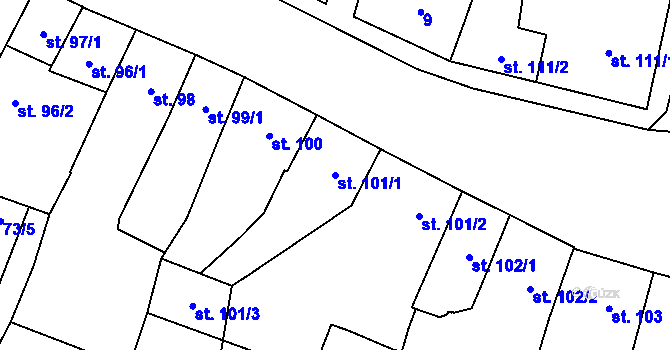 Parcela st. 101/1 v KÚ Lišov, Katastrální mapa