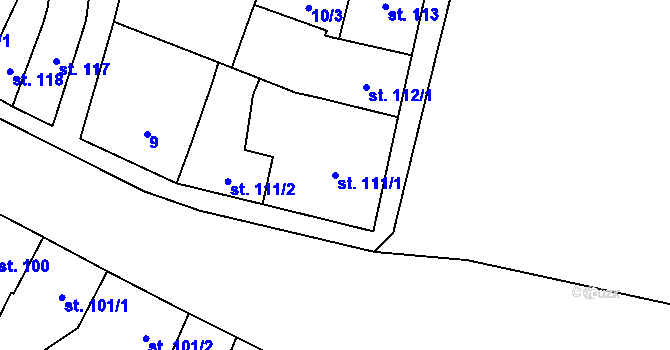 Parcela st. 111/1 v KÚ Lišov, Katastrální mapa