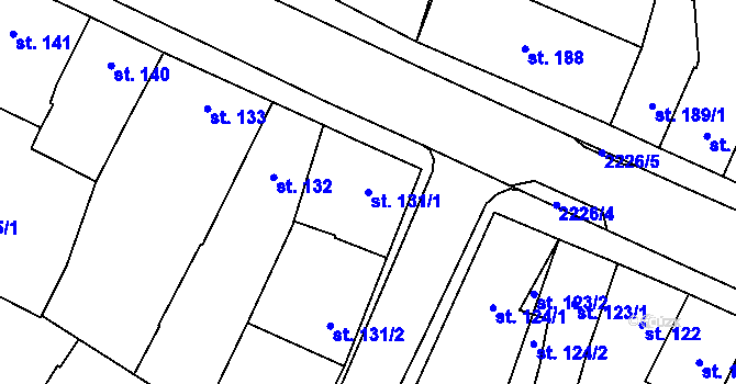 Parcela st. 131/1 v KÚ Lišov, Katastrální mapa