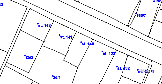 Parcela st. 140 v KÚ Lišov, Katastrální mapa