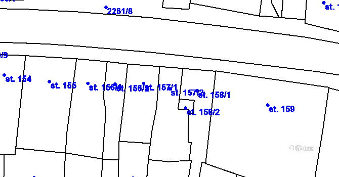 Parcela st. 157/2 v KÚ Lišov, Katastrální mapa