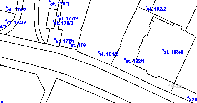 Parcela st. 181/2 v KÚ Lišov, Katastrální mapa