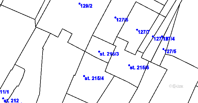 Parcela st. 215/3 v KÚ Lišov, Katastrální mapa