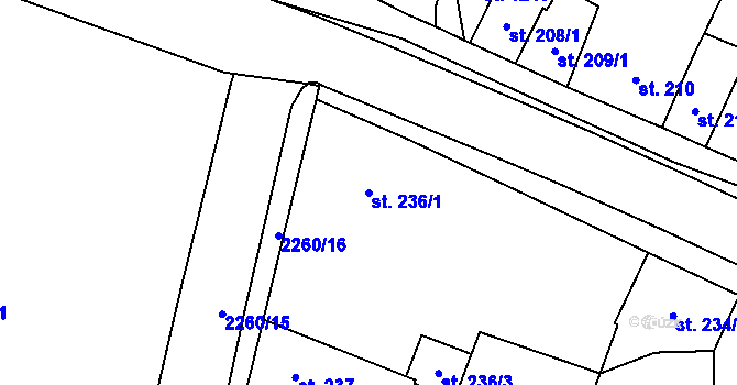 Parcela st. 236/1 v KÚ Lišov, Katastrální mapa