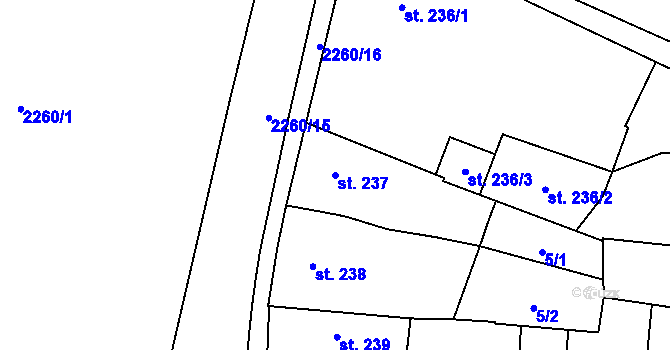 Parcela st. 237 v KÚ Lišov, Katastrální mapa