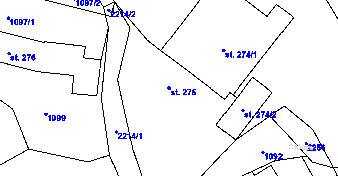 Parcela st. 275 v KÚ Lišov, Katastrální mapa