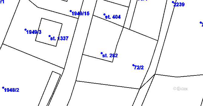 Parcela st. 282 v KÚ Lišov, Katastrální mapa