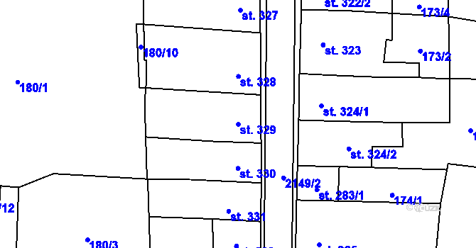 Parcela st. 329 v KÚ Lišov, Katastrální mapa