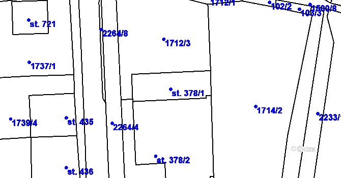 Parcela st. 378/1 v KÚ Lišov, Katastrální mapa