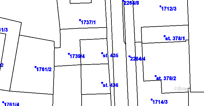 Parcela st. 435 v KÚ Lišov, Katastrální mapa