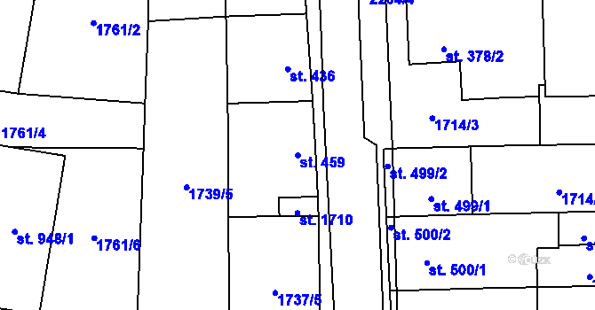 Parcela st. 459 v KÚ Lišov, Katastrální mapa
