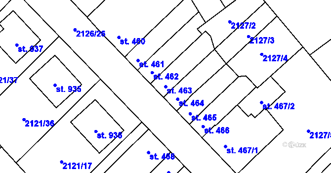 Parcela st. 463 v KÚ Lišov, Katastrální mapa