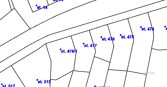Parcela st. 477 v KÚ Lišov, Katastrální mapa