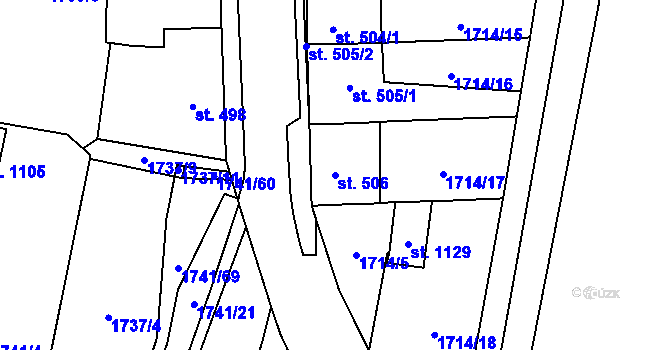 Parcela st. 506 v KÚ Lišov, Katastrální mapa