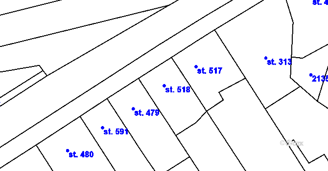 Parcela st. 518 v KÚ Lišov, Katastrální mapa