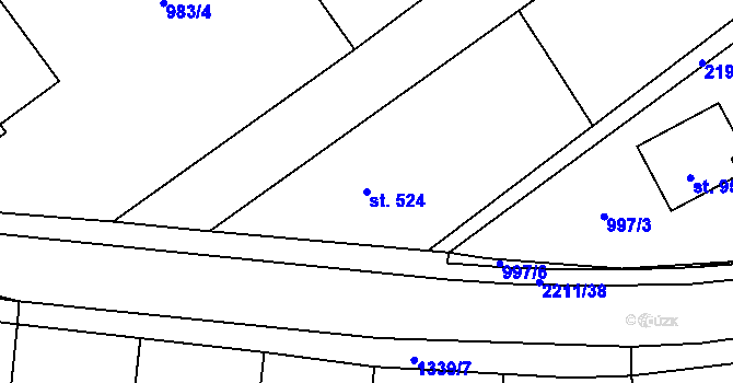 Parcela st. 524 v KÚ Lišov, Katastrální mapa