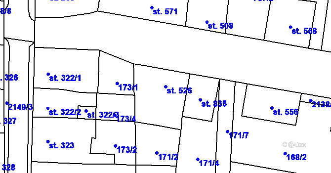 Parcela st. 526 v KÚ Lišov, Katastrální mapa