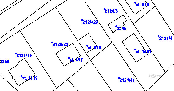 Parcela st. 573 v KÚ Lišov, Katastrální mapa