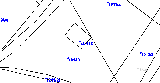 Parcela st. 612 v KÚ Lišov, Katastrální mapa