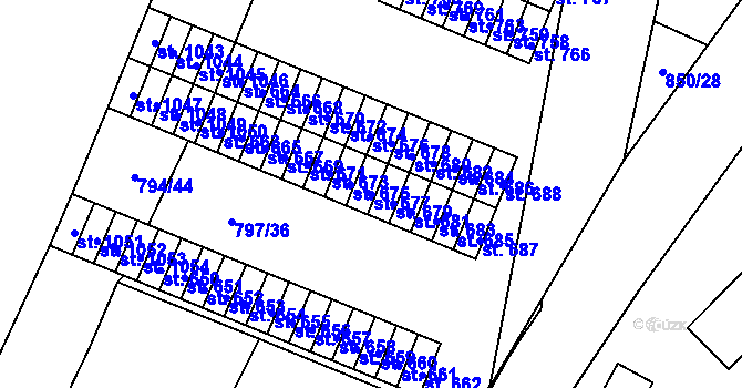 Parcela st. 677 v KÚ Lišov, Katastrální mapa