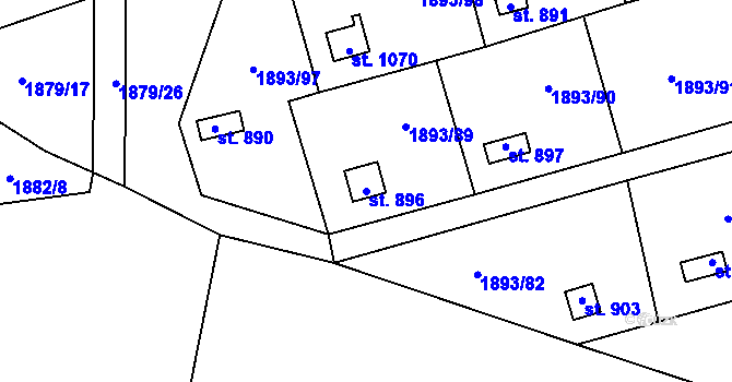 Parcela st. 896 v KÚ Lišov, Katastrální mapa