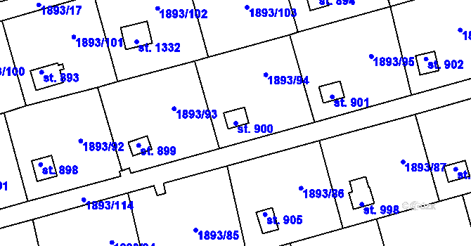 Parcela st. 900 v KÚ Lišov, Katastrální mapa