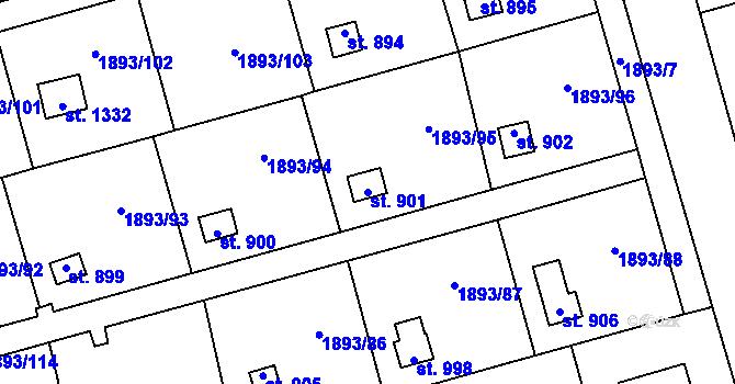 Parcela st. 901 v KÚ Lišov, Katastrální mapa