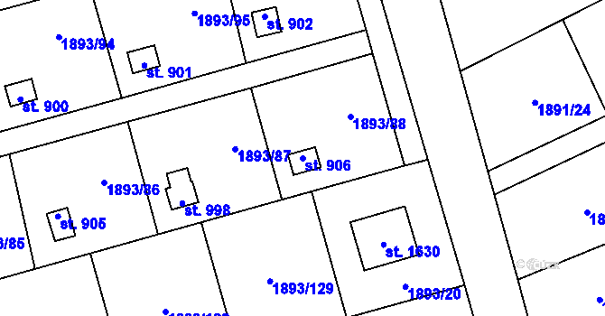 Parcela st. 906 v KÚ Lišov, Katastrální mapa