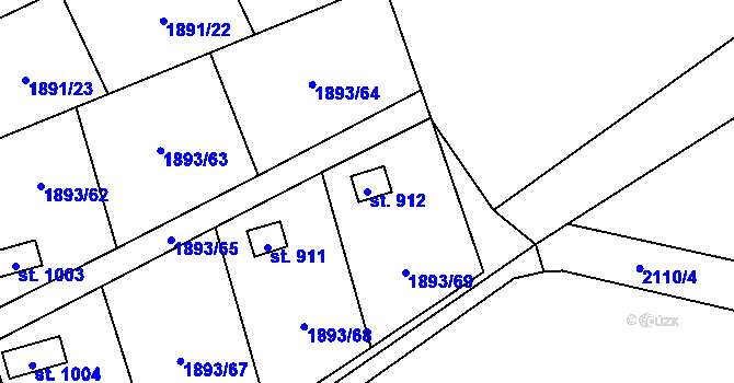 Parcela st. 912 v KÚ Lišov, Katastrální mapa