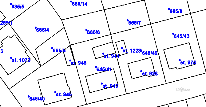 Parcela st. 944 v KÚ Lišov, Katastrální mapa