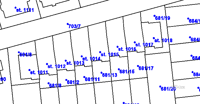 Parcela st. 1015 v KÚ Lišov, Katastrální mapa
