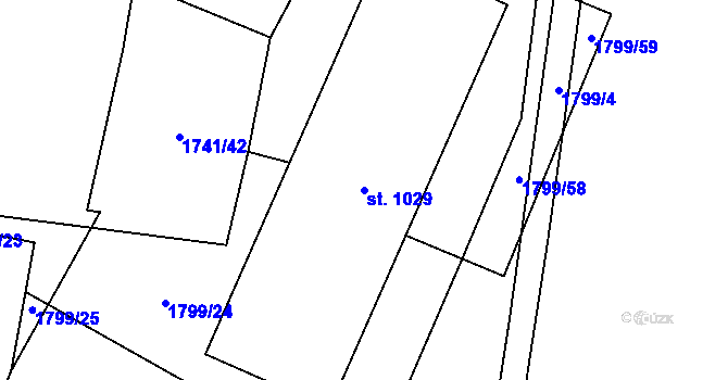 Parcela st. 1029 v KÚ Lišov, Katastrální mapa