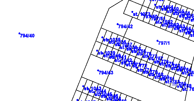 Parcela st. 1039 v KÚ Lišov, Katastrální mapa