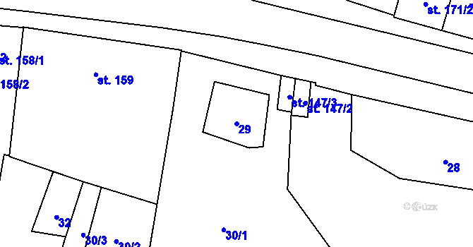 Parcela st. 29 v KÚ Lišov, Katastrální mapa