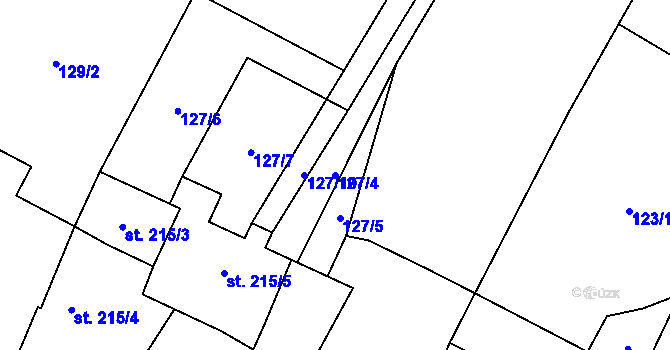 Parcela st. 127/4 v KÚ Lišov, Katastrální mapa