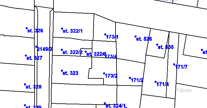 Parcela st. 173/4 v KÚ Lišov, Katastrální mapa